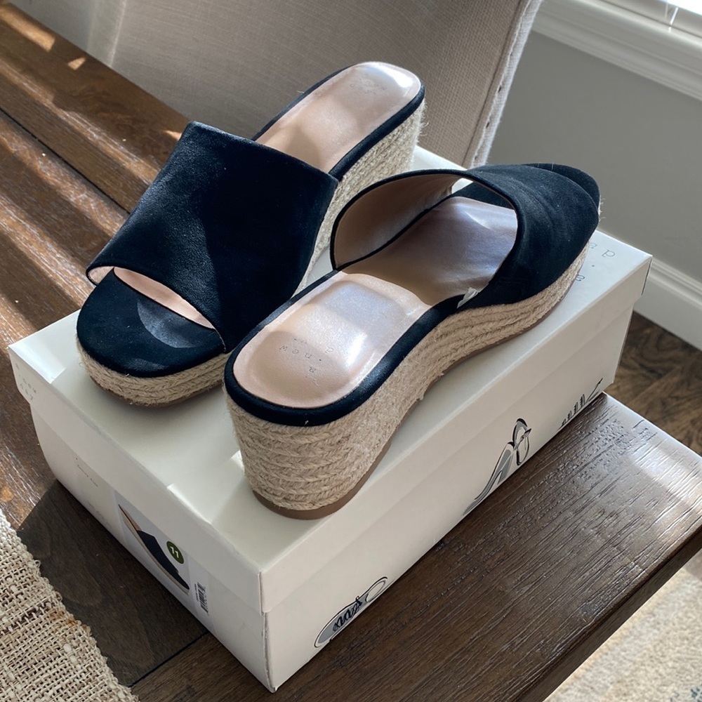 A new day Mavis Heels black espadrille mule slip on size 11